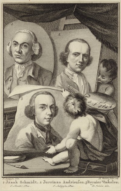 Porträts von Izaak Schmidt, Jurriaen Andriessen und Reinier Vinkeles von Jurriaan Andriessen